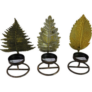 Metal tealight holder leaf