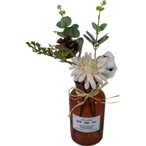 Artificial flowers in glass vase 32cmH