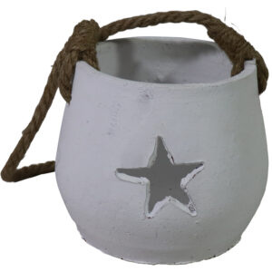 Terracotta lantern w/rope hanger dia 15x12.5cm