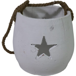 Terracotta lantern w/rope hanger dia 18x17cm