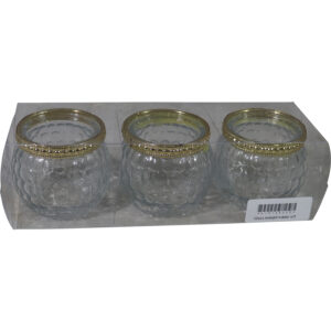 Glass tealight holder dia 6.5x5.5cm s/3