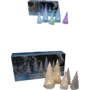 Plastic x-mas tree w/Led s/5