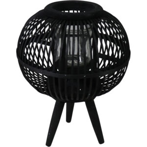 Bamboo lantern w/legs + glass dia 30x40cm