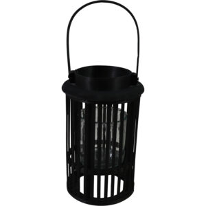 Bamboo lantern w/glass dia 19x30.5cm