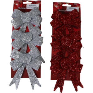 Tinsel pvc bow 11x14x2.5cm S/3