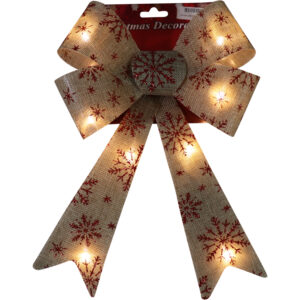 Burlap glitter pvc bow w/Led 22x31x5cm