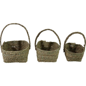 Straw square basket S/3
