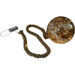 Glass Led ball w/rope dia 20cm