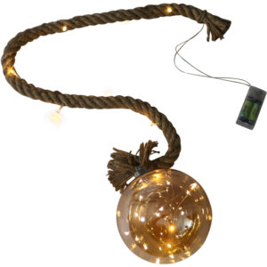 Glass Led ball w/rope dia 15cm