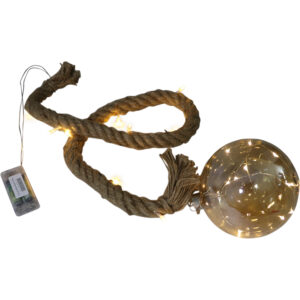 Glass Led ball w/rope dia 12cm