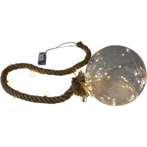 Glass Led ball w/rope dia 20cm