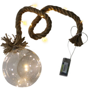 Glass Led ball w/rope dia 15cm