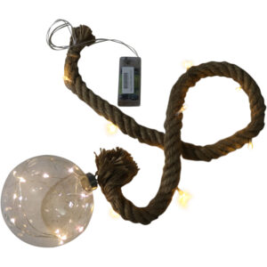 Glass Led ball w/rope dia 12cm