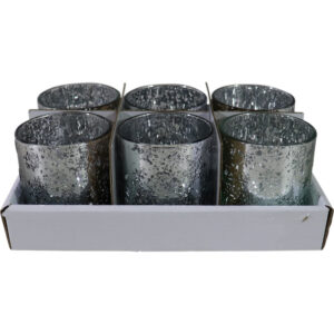 Glass tealight holder dia 7x8cm s/6