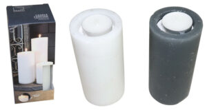 Paraffin candle w/tealight S dia 7x14cm