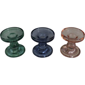 Glass taper candle holder dia8.5x8.5cm
