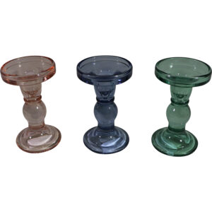 Glass taper candle holder dia 8.5x14cm