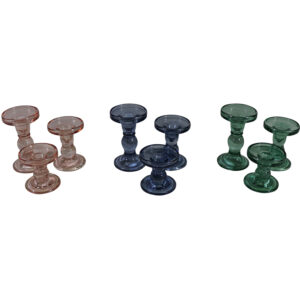 Glass taper candle holder s/3