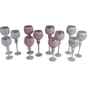 Glass candle holder S/3