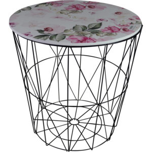 Metal basket w/mdf printed top dia 40x40.5cm