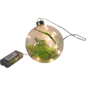 Led glass ball w/leaves dia 12x15cm
