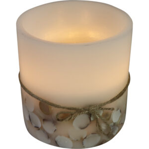 Led wax candle w/shells dia 15x15cm