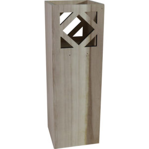 Wooden lantern w/ glass candle holder 12x12x36cm