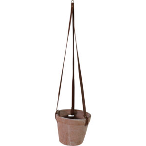 Flower pot w/faux leather hanger dia 18x15cm