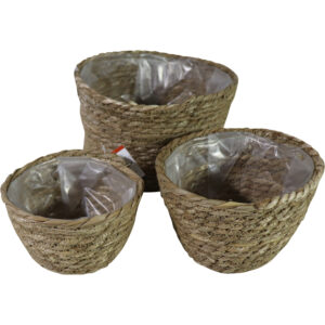 Straw flower basket S/3