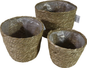 Straw flower basket S/3