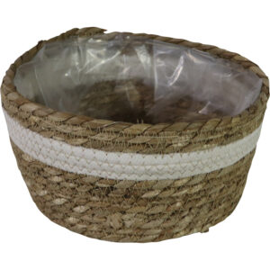 Straw flower basket dia 23x13cm