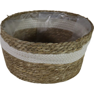 Straw flower basket dia 32x17.5cm