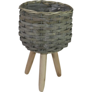 Wooden flower pot w/legs dia 19x31cm