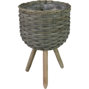 Wooden flower pot w/legs dia 25x39cm