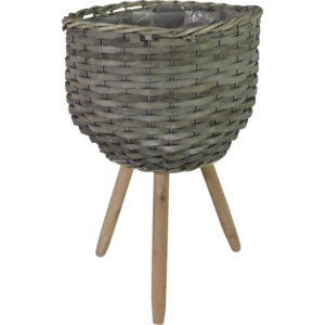Wooden flower pot w/legs dia 30x49cm