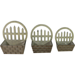 Wooden flower basket S/3