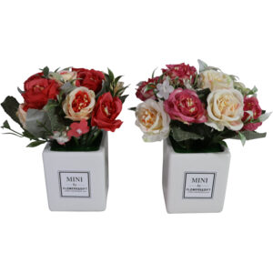 Artificial flowers in ceramic pot 19cmH