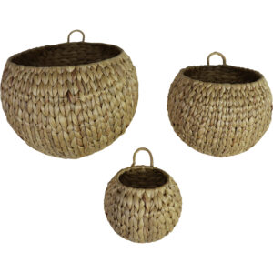 Water hyacinth flower basket w/hanger S/3
