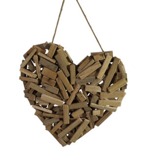Wooden heart w/rope hanger 48x52x7cm