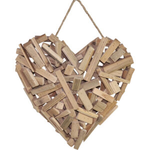 Wooden heart w/rope hanger 40x41x7cm