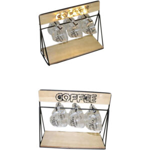 Metal shelf w/Led + coffee cups S/7