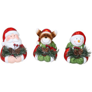 Ceramic Led x-mas figure w/decoration 10x9x12cm