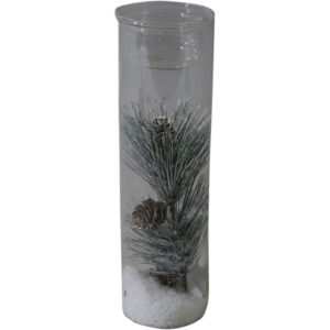 Glass tealight holder w/deco dia 8x26cm