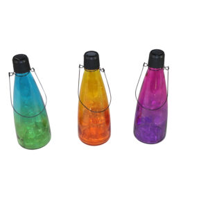 Glass bottle with solar LED 9x4x25cm