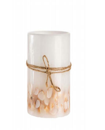 Led wax candle w/shells dia 8 x13cm