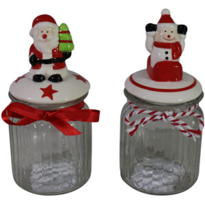 Round glass jar w/ceramic lid dia 7.8x16cm