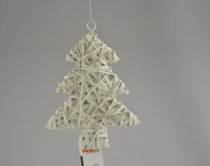 Rattan X-mas tree w/led, 20.5x25.5cm