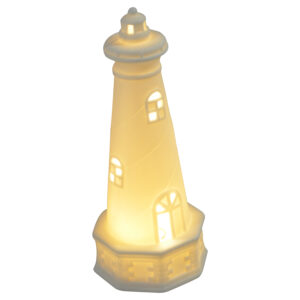 Porcelain lighthouse w/led 6.2x6.2x15.1cm