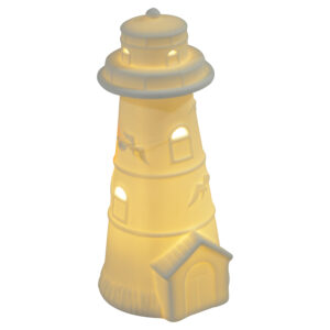 Porcelain lighthouse w/led L 8.2x7.8x17.3cm