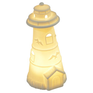 Porcelain lighthouse w/led S 6.5x6.3x13cm